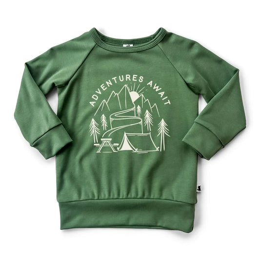Stay Cozy and Stylish with the 'Adventures Await' Bamboo Pullover in Leaf Green