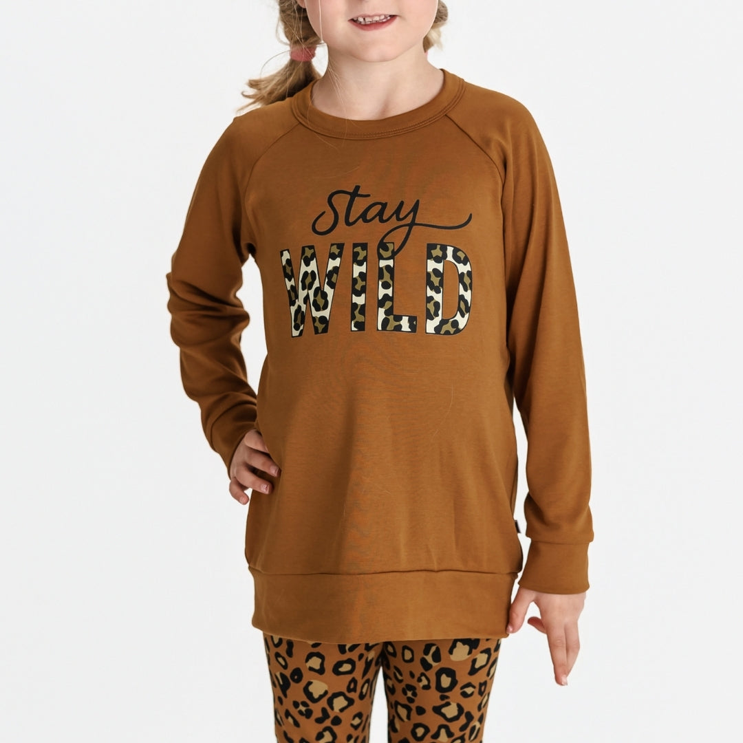 Youth Bamboo Graphic Raglan Pullover | Stay Wild on Bronze