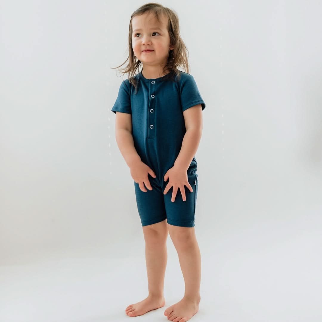 Bamboo Baby Shorts Romper | Navy - additional view