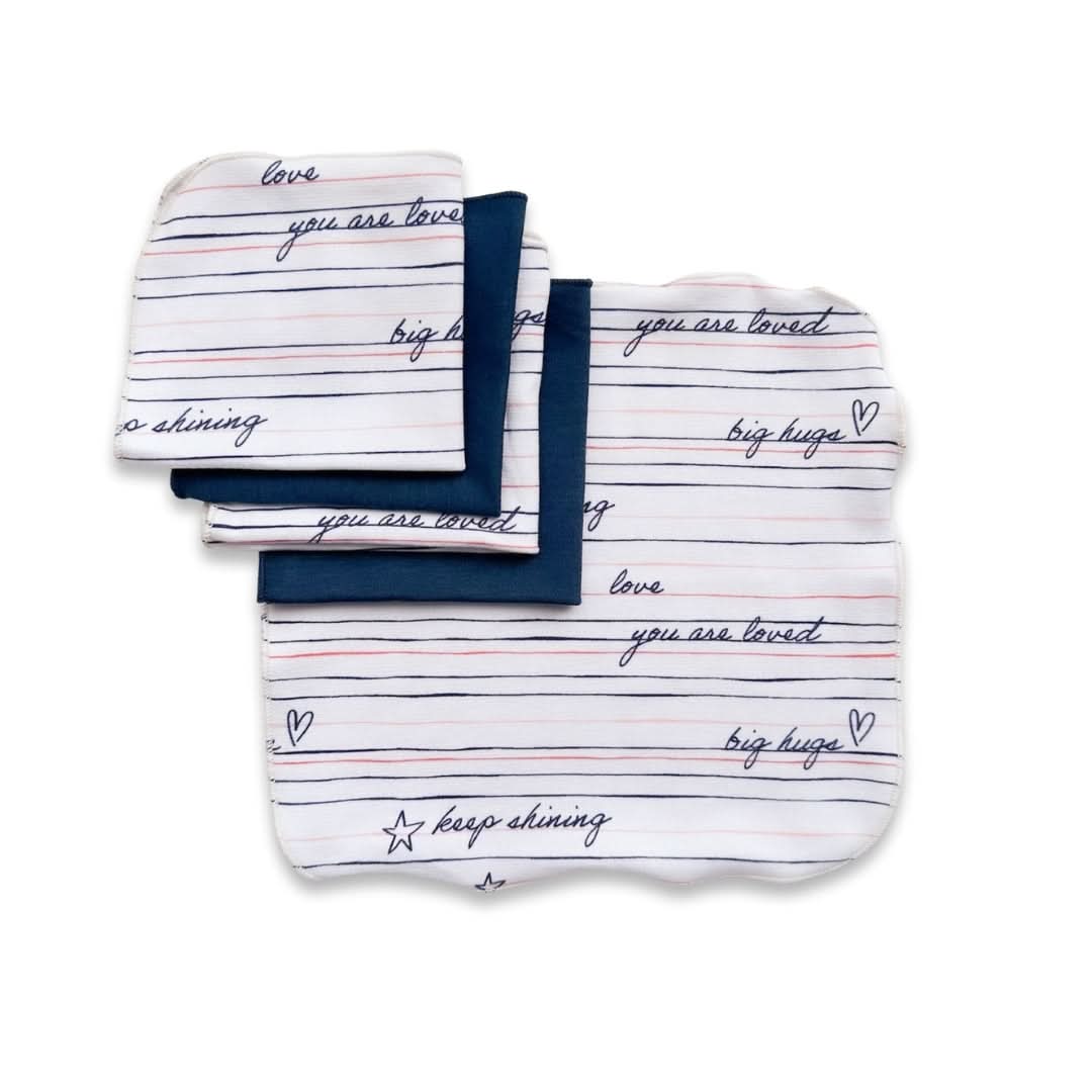 Bamboo Baby Washcloths (Pack Of 5) | Love Notes Navy