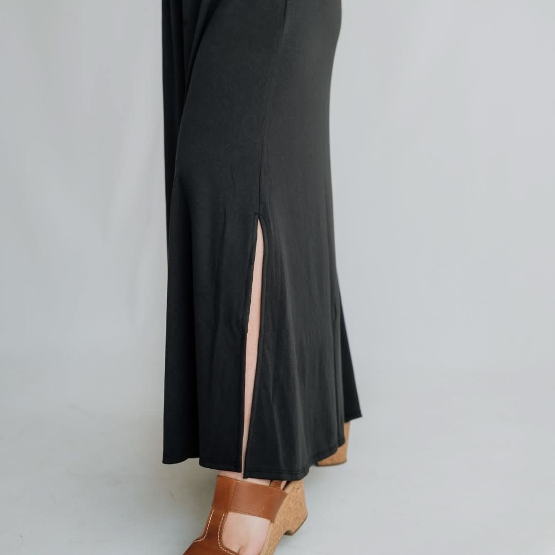 Ladies' Bamboo Square Neck Midi Dress | Black