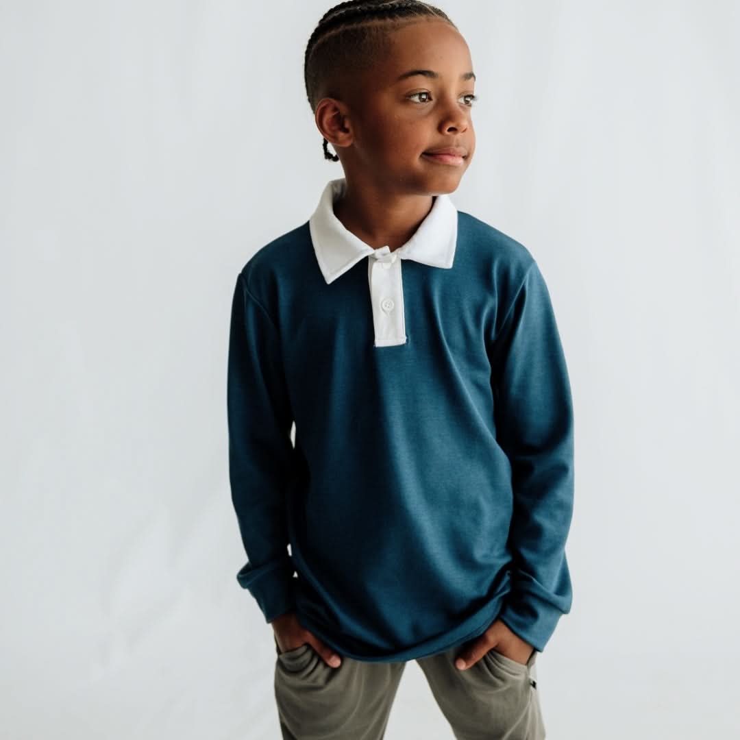 Youth Bamboo Rugby Style Shirt | Navy
