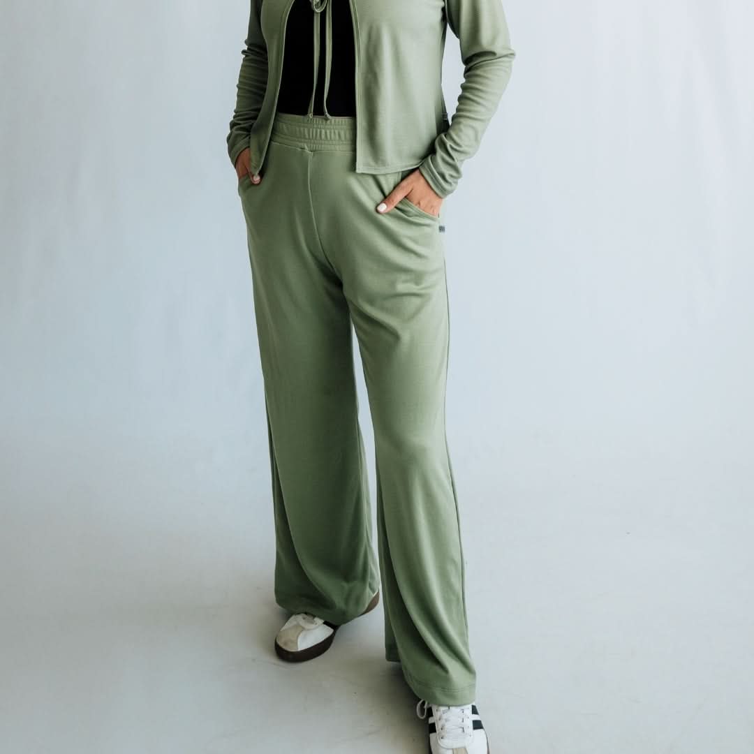 Ladies Bamboo Wide Leg Pants | Black - additional view