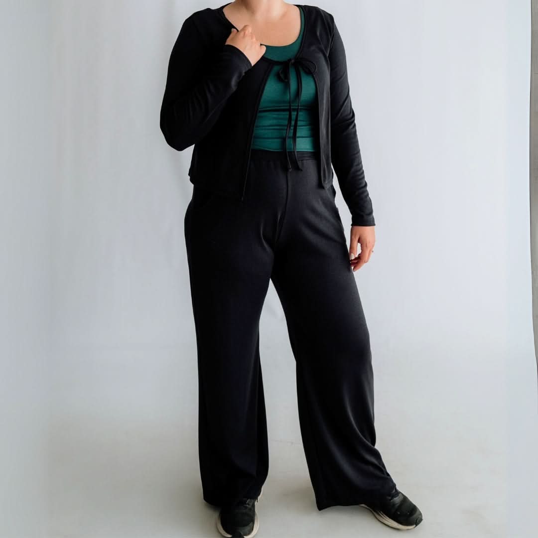Ladies Bamboo Wide Leg Pants | Black