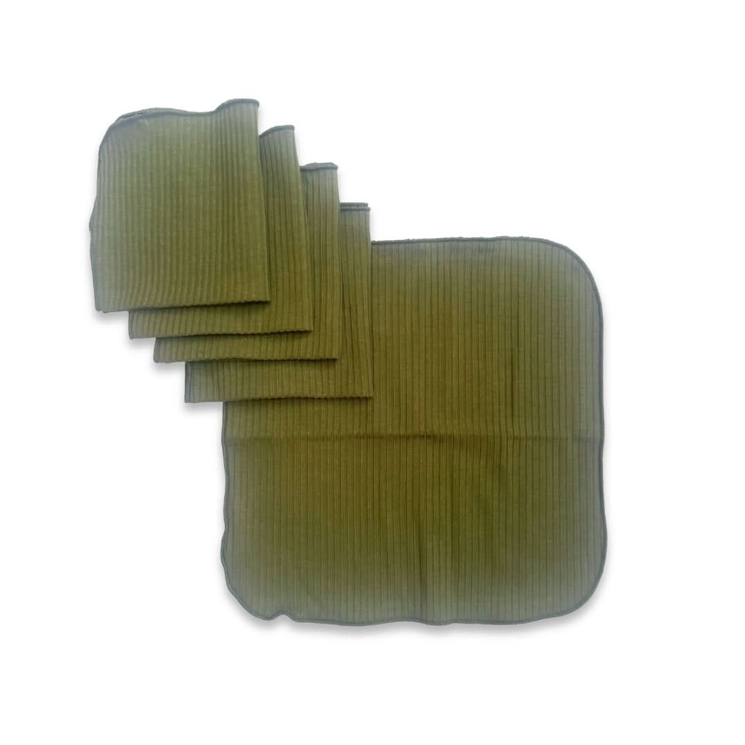 Bamboo Baby Washcloths (Pack of 5) | Antique Floral & Terracotta Rib