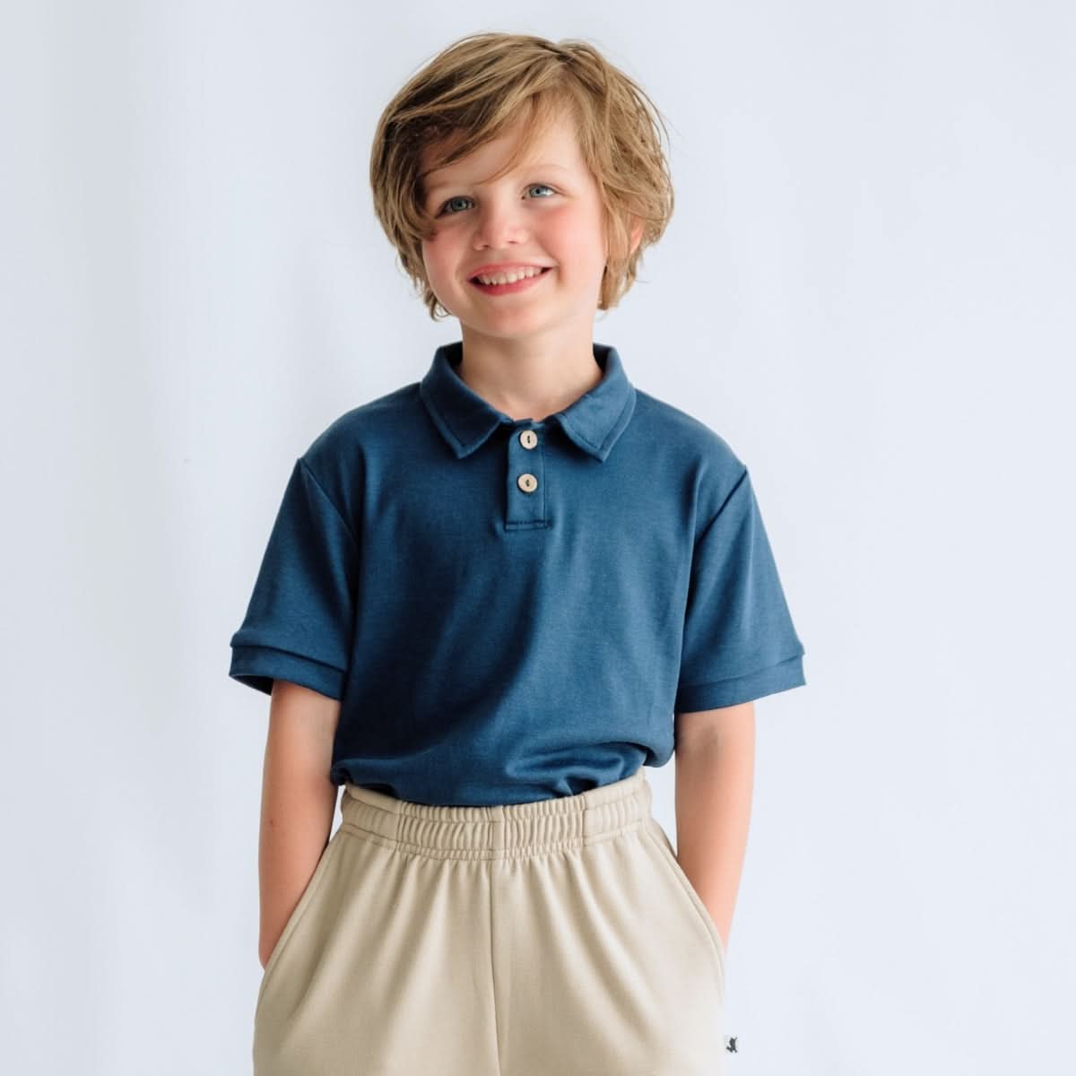 Youth Bamboo Polo Shirt | Powder Blue - additional view