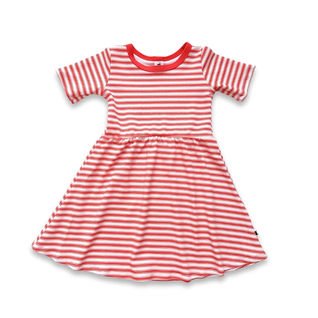 Youth Bamboo Daphne Dress | Berry Stripe