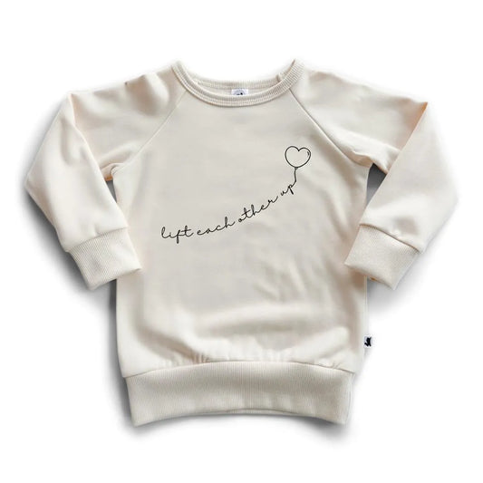 'Lift Each Other Up' Bamboo Fleece-lined Pullover | Cream