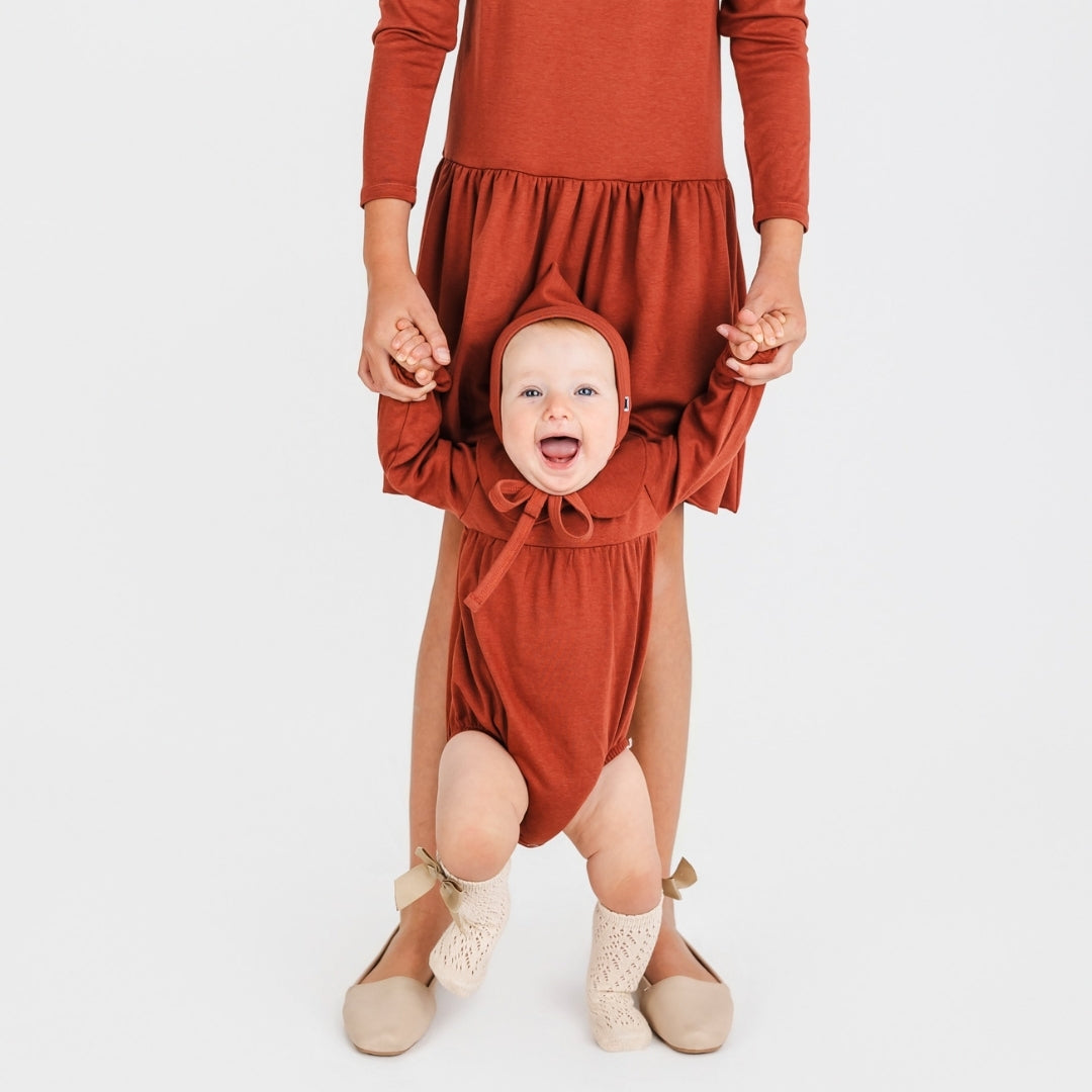 Baby Bamboo Bubble Romper | Burnt Brick