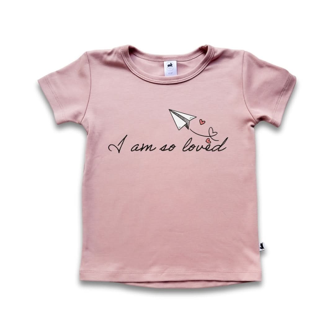Youth Bamboo Graphic T-Shirt | "I Am So Loved" | Rosewood