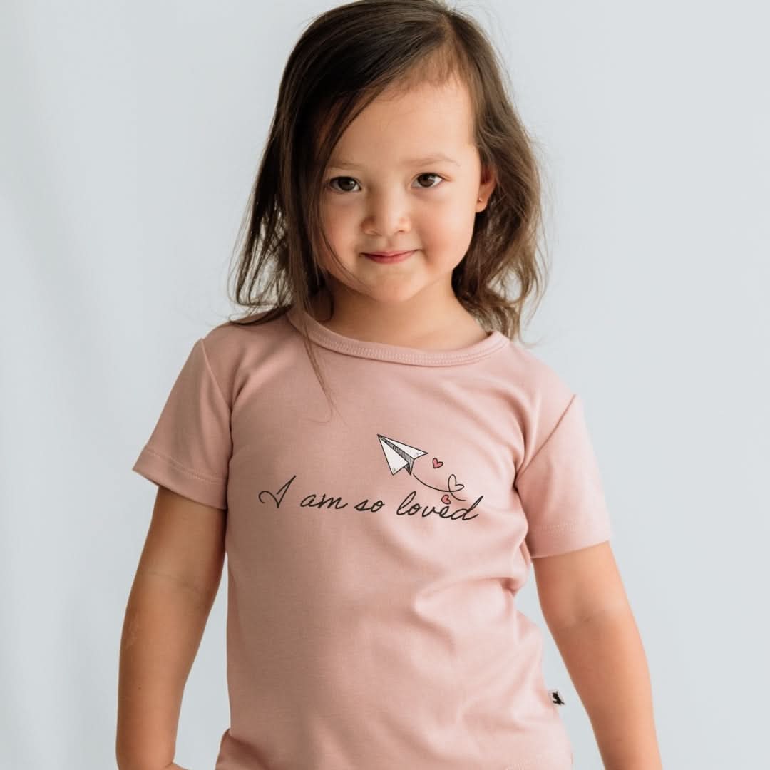 Baby/Kids Bamboo Graphic T-Shirt | "I Am So Loved" | Rosewood - additional view