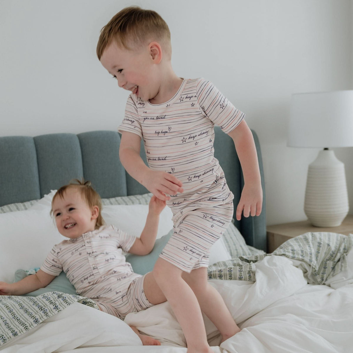 Baby/Kids Bamboo Short Sleeve 2-Piece Snug-Fit Lounge Set | Love Story