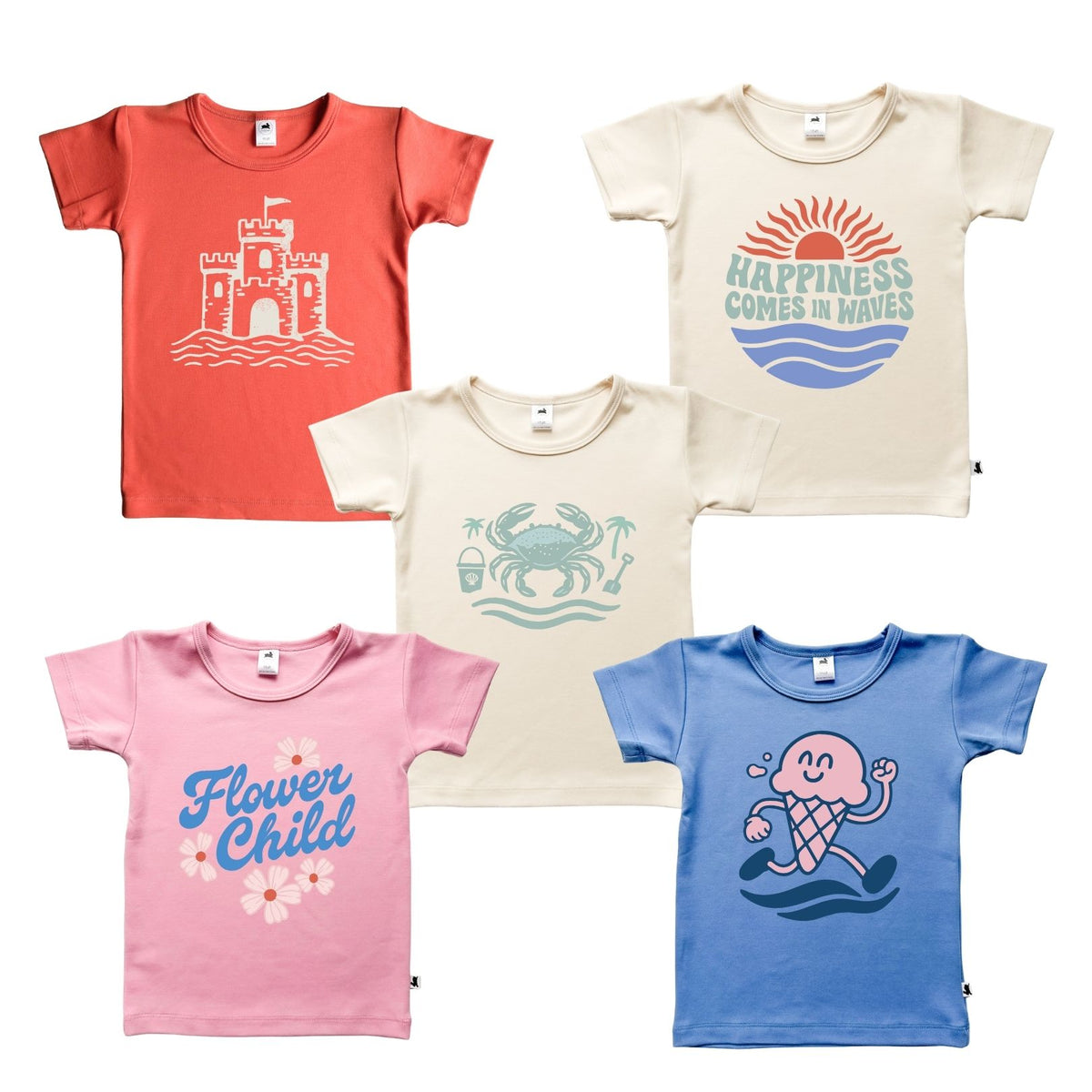 Baby/Kids' Bamboo Graphic T-Shirt | "Happy Crab" on Cream