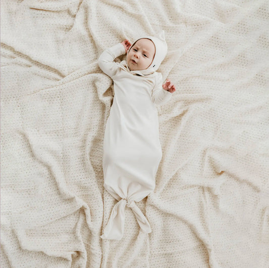 Baby Bamboo Knotted Gown | Cream