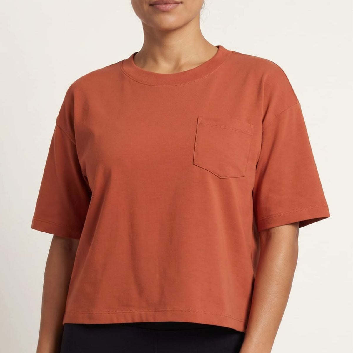 Ladies' Bamboo Boxy Pocket T-Shirt | Burnt Brick