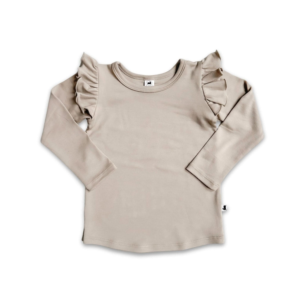 Girls Bamboo Ruffle Shoulder Long Sleeve Shirt - Meadow Muse - Little & Lively