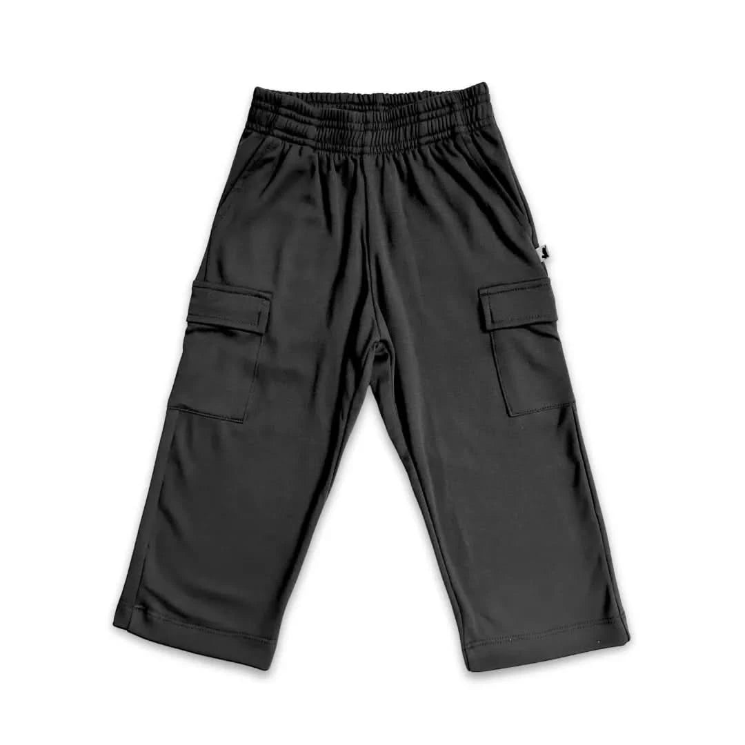 Kids Bamboo Cargo Pants - Black - Little & Lively