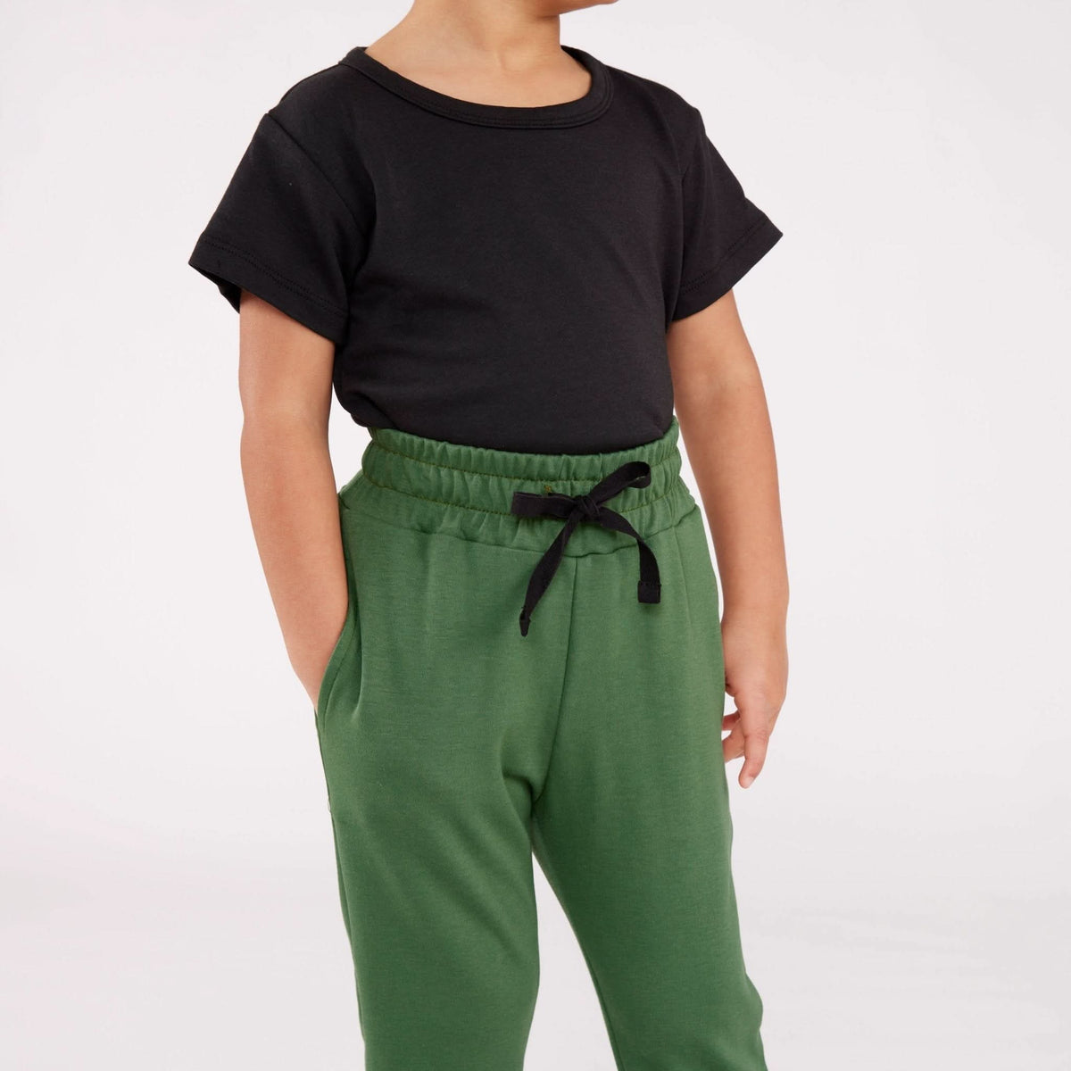 Kids Lightweight Bamboo Joggers - Leaf Green - Little & Lively