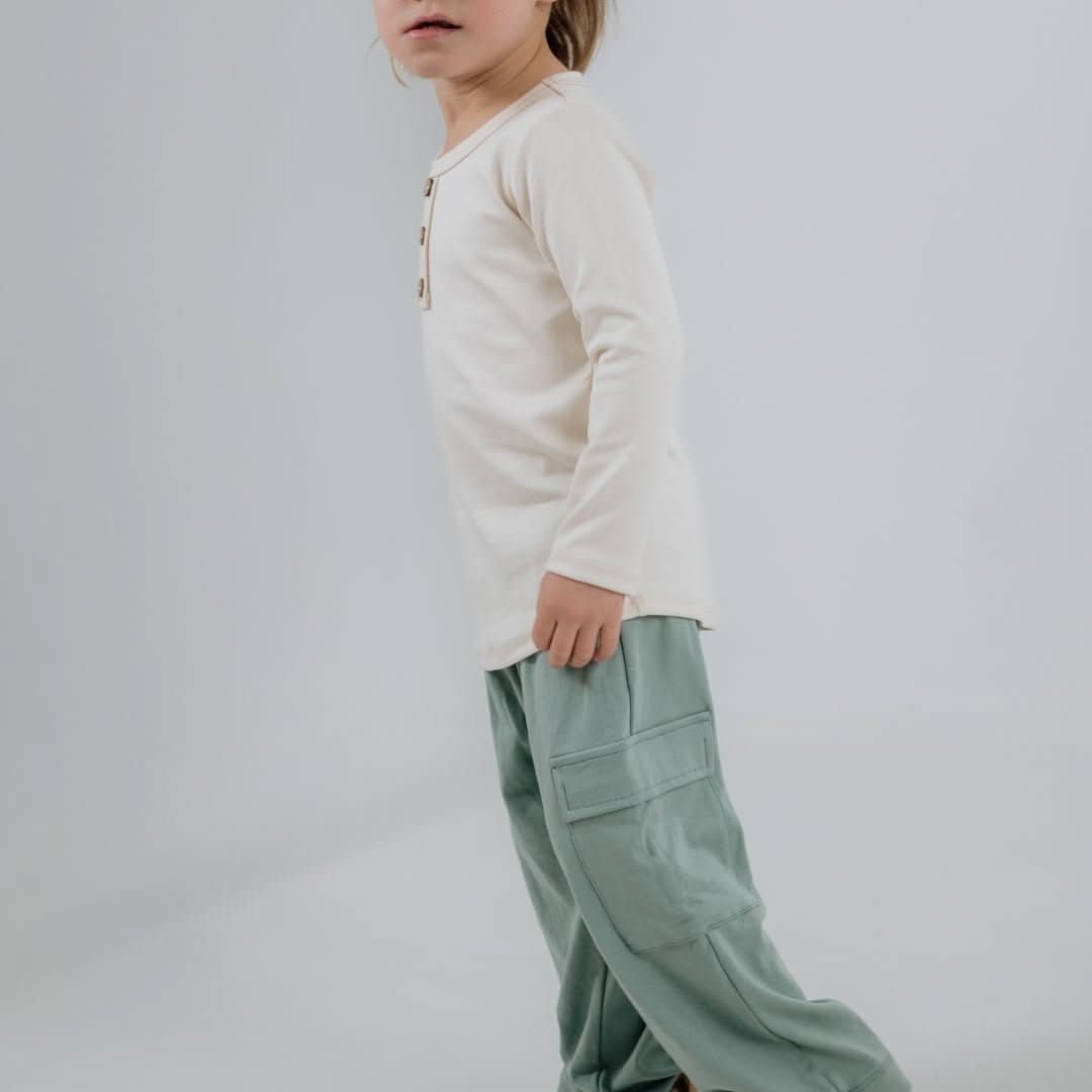 Youth Bamboo Henley Long - Sleeve Shirt - Charcoal - Little & Lively