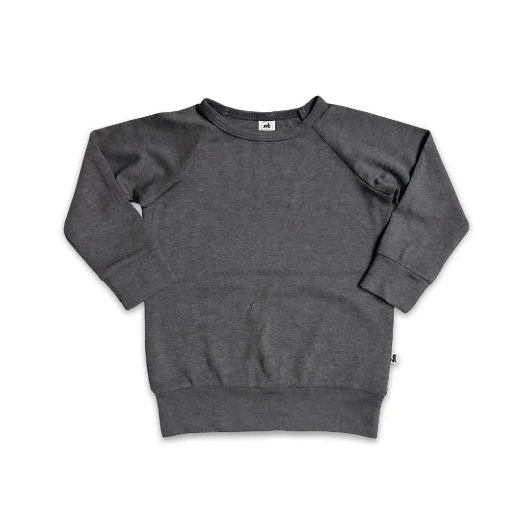 Youth Bamboo Raglan Pullover - Charcoal - Little & Lively