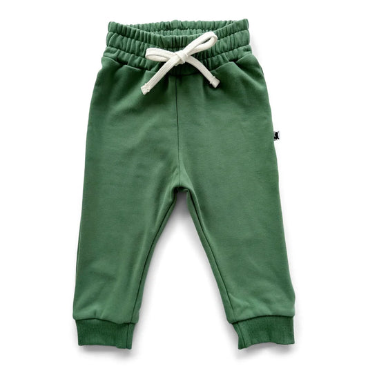 Elevate Your Loungewear Game with Little & Lively's Leaf Green Fleece-Lined Drawstring Joggers