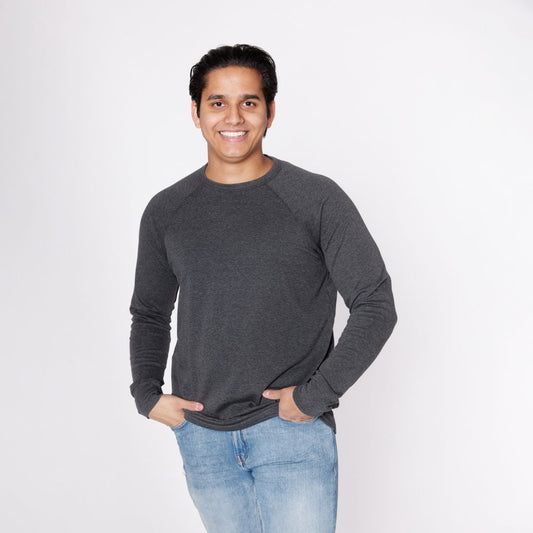 Stay Cozy and Sustainable with the Adult Unisex Bamboo Pullover | Charcoal