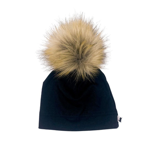 Stay Cozy and Stylish with the Pom Pom Bamboo Beanie | Black from Little & Lively