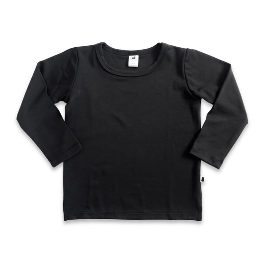 Kids’ Bamboo Long-Sleeve T-Shirt with side slits | Black