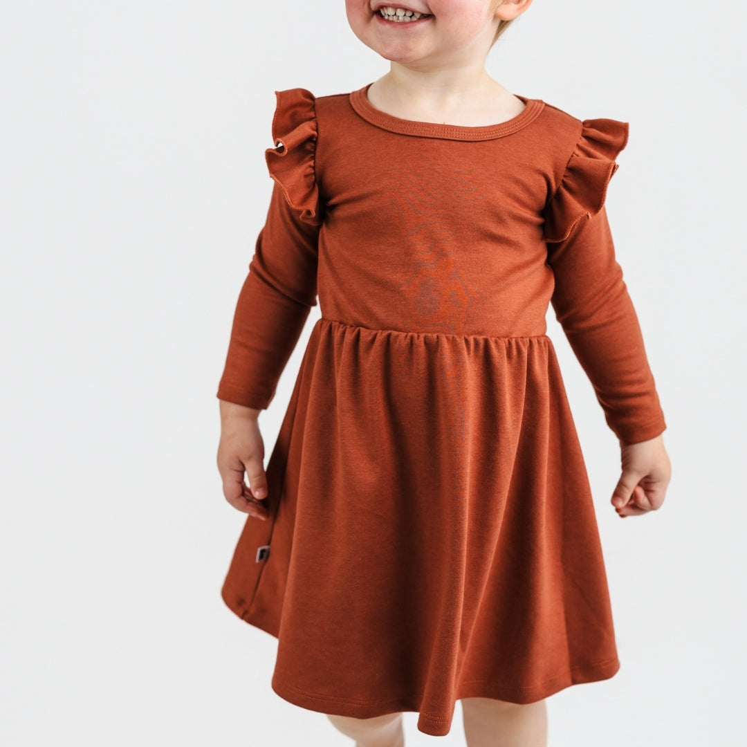 Baby/Kids' Bamboo Harper Dress | Burnt Brick