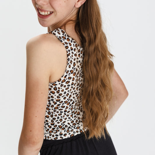 Youth Bamboo Longline Bralette-Style Tank | Snow Leopard