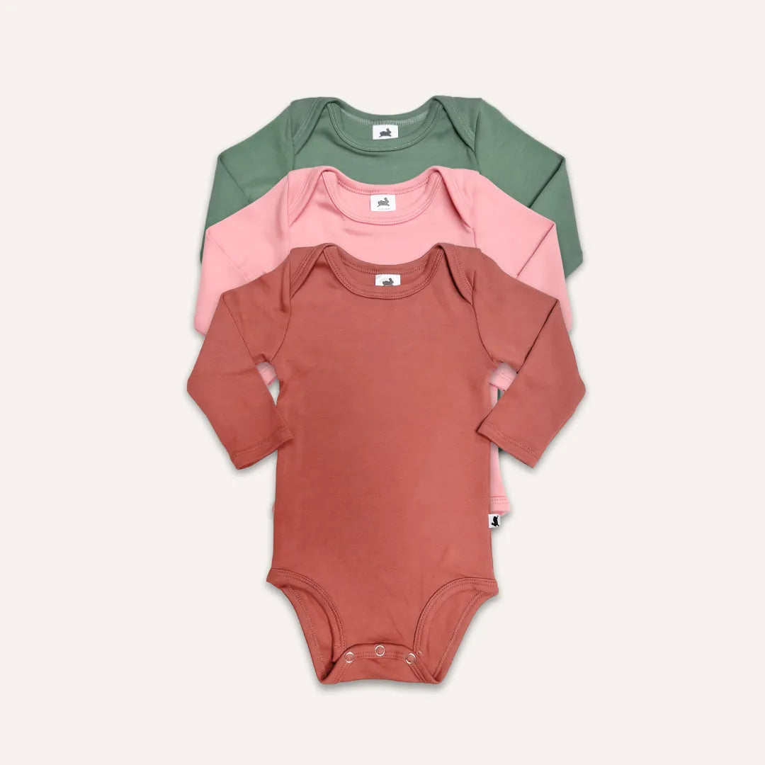 Baby Long-Sleeve Bamboo Onesie | Solid Colours