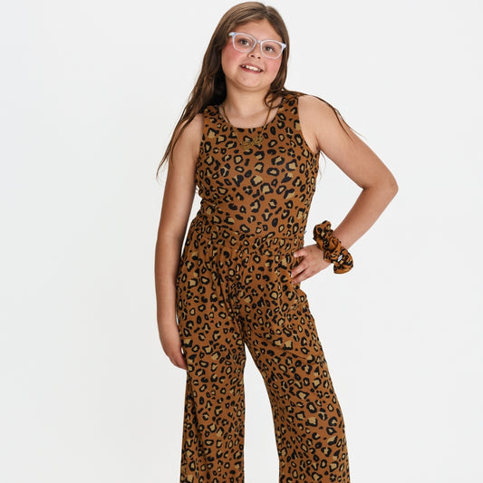 Youth Bamboo Longline Bralette-Style Tank | Bronze Leopard