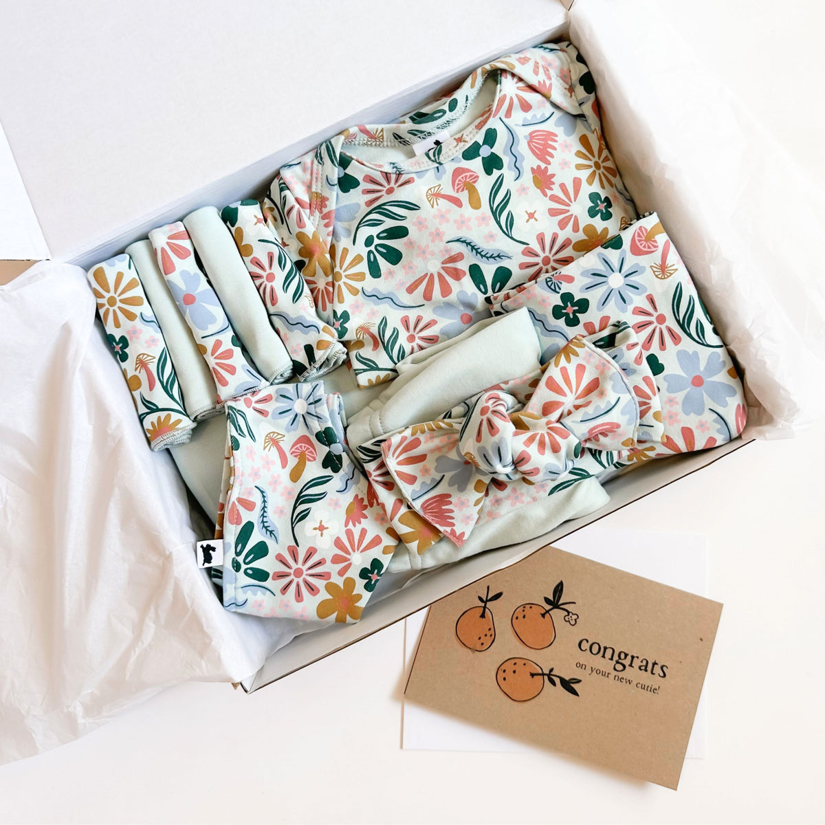 Bamboo Baby Capsule Gift Box | Floating Floral & Misty Blue