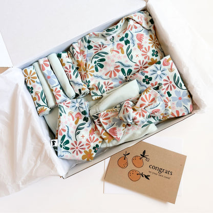 Bamboo Baby Capsule Gift Box | Floating Floral & Misty Blue
