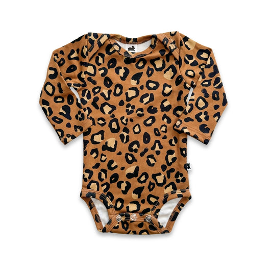 Baby Long-Sleeve Bamboo Bodysuit | Bronze Leopard