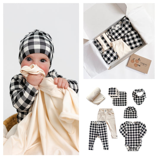 Bamboo Baby Capsule Gift Box | Bison Plaid & Cream