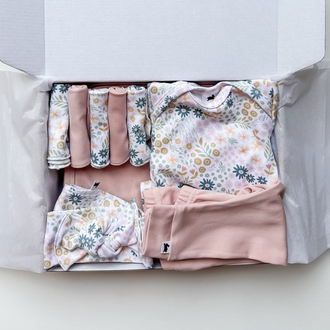 Bamboo Baby Capsule Gift Box - Pastel Blooms & Rosewood