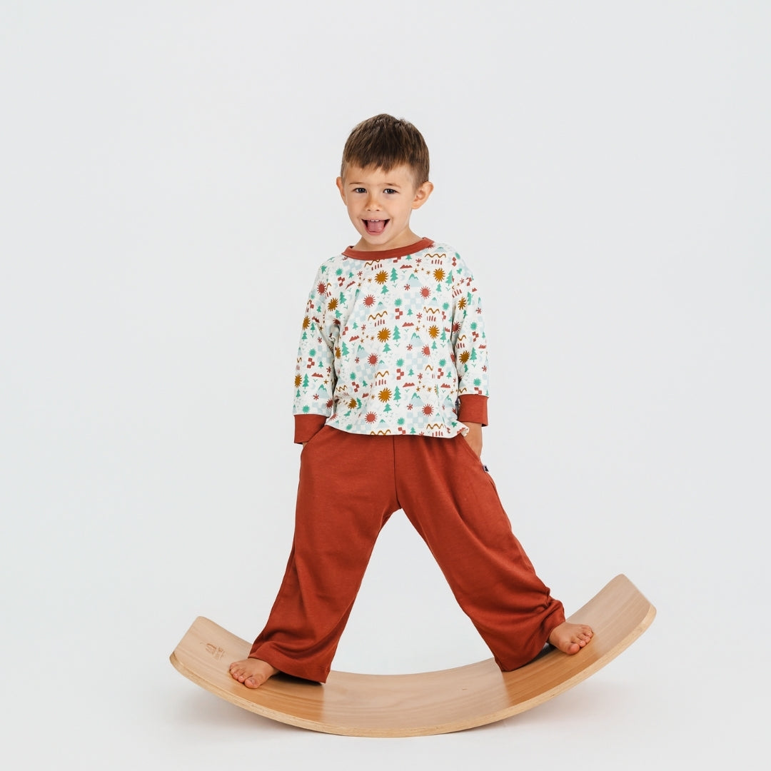 Kids' Bamboo Wide Leg Pants | Burnt Brick