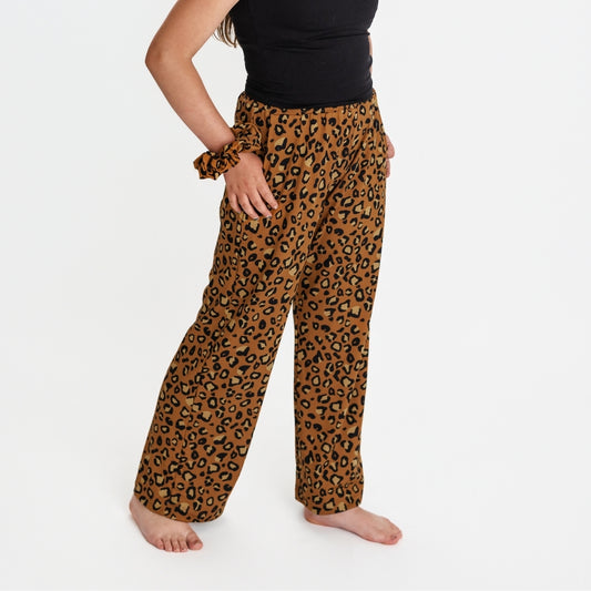 Youth Bamboo Wide Leg Pants | Bronze Leopard