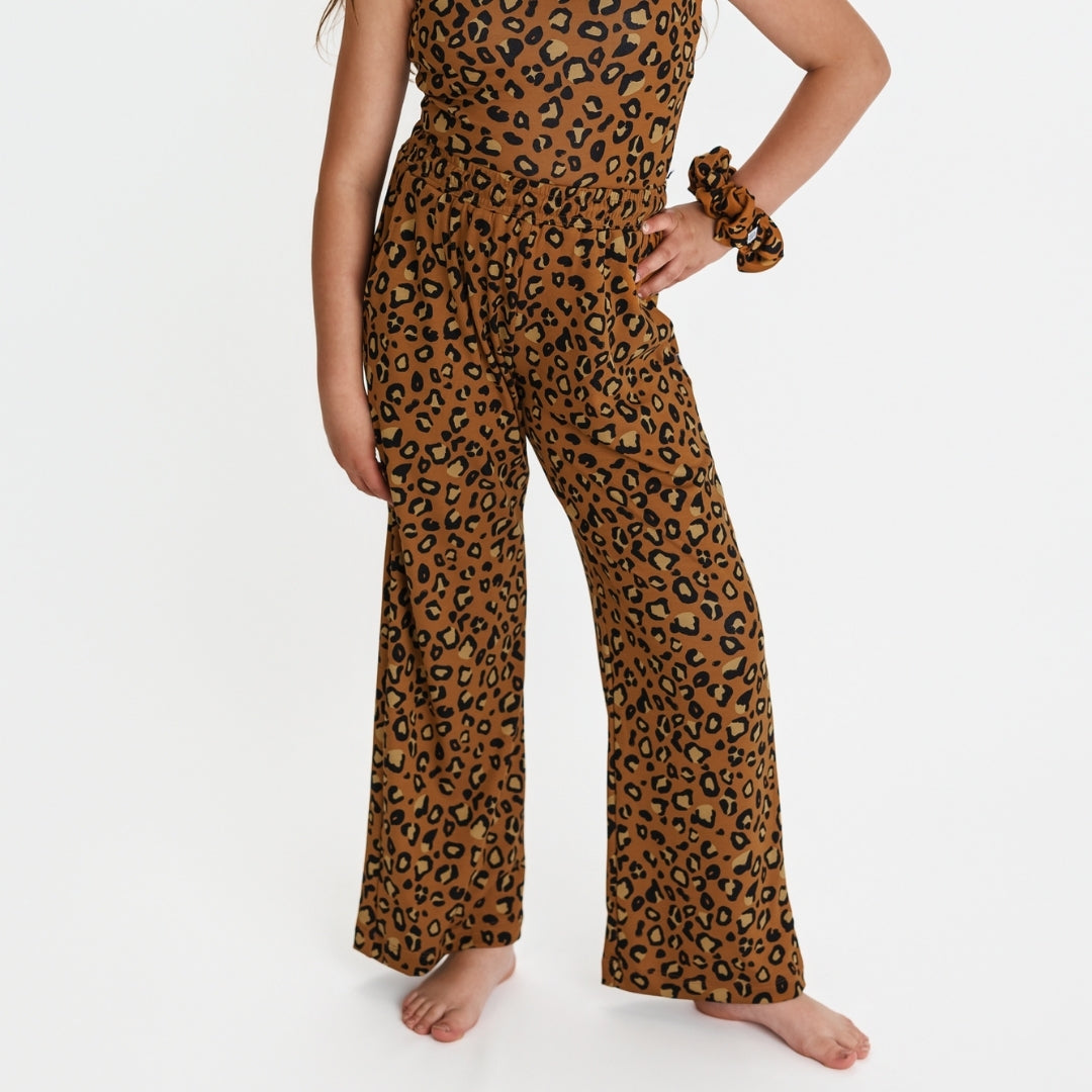Youth Bamboo Wide Leg Pants | Bronze Leopard