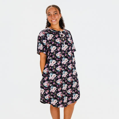 Ladies’ Bamboo Winslow Dress with Placket | Watercolour Floral