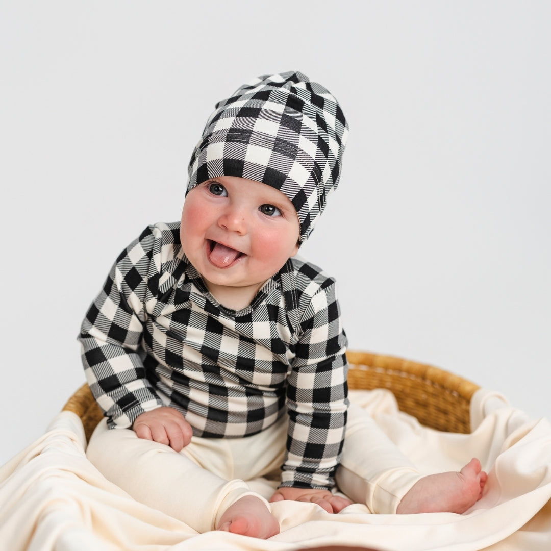 Baby Long-Sleeve Bamboo Bodysuit | Bison Plaid