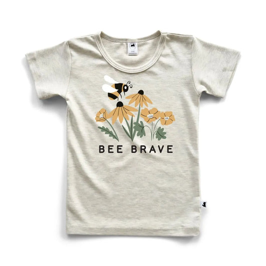 'Bee Brave' Bamboo Slim Fit T-shirt | Ash