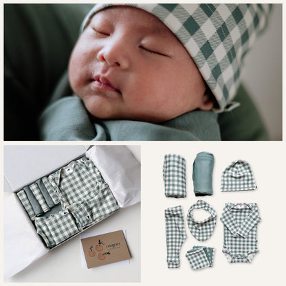 Bamboo Baby Capsule Gift Box - Eucalyptus Gingham & Eucalyptus