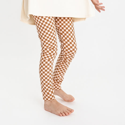 Youth Bamboo Leggings | Blush Checkers