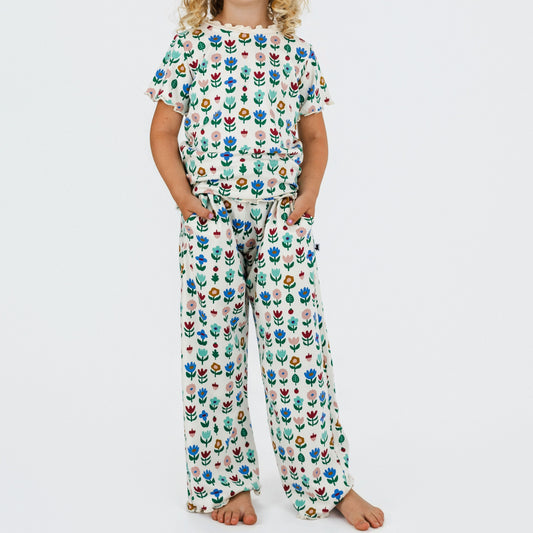 Kids' Bamboo Lettuce Edge T-Shirt | Block Floral
