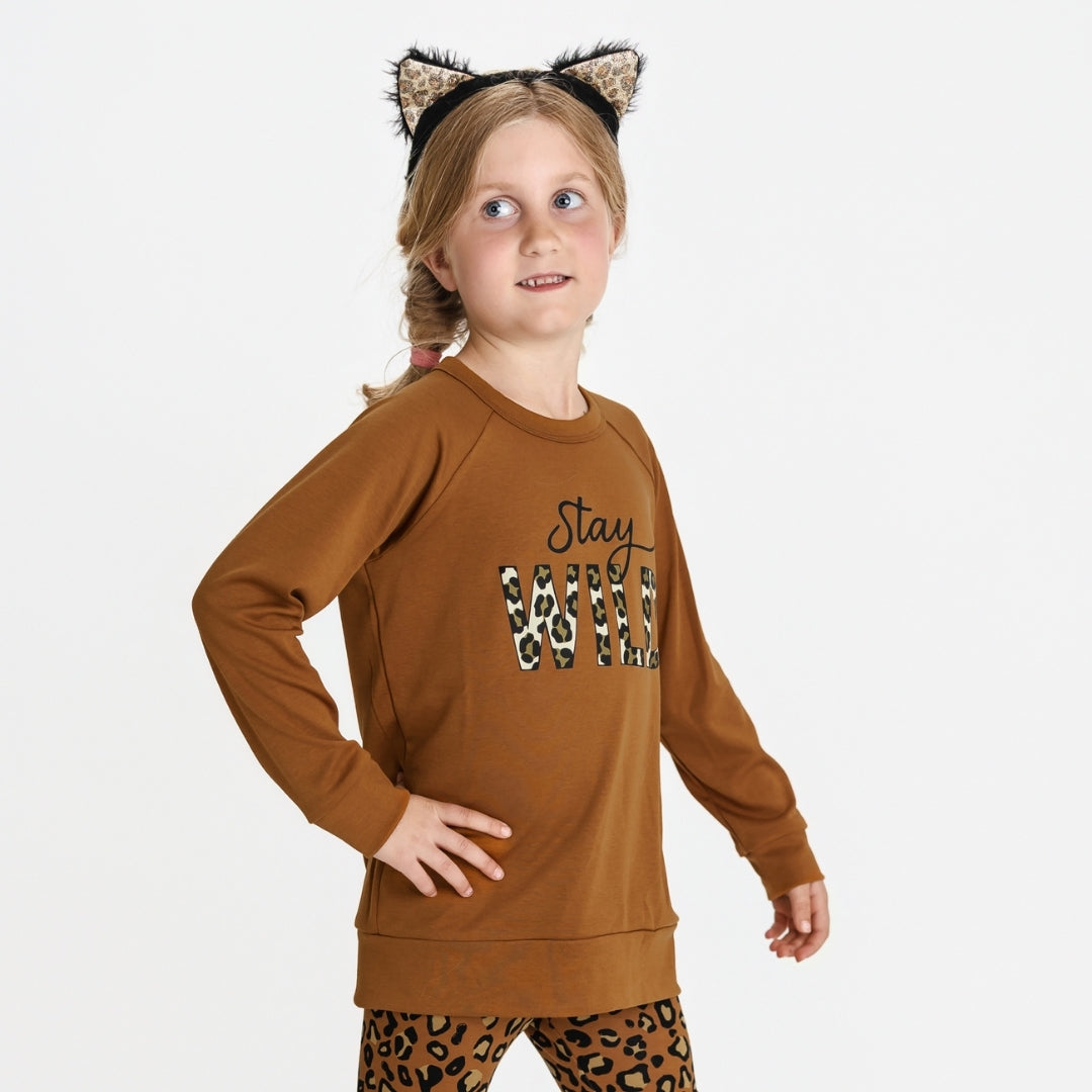 Youth Bamboo Graphic Raglan Pullover | Stay Wild on Bronze