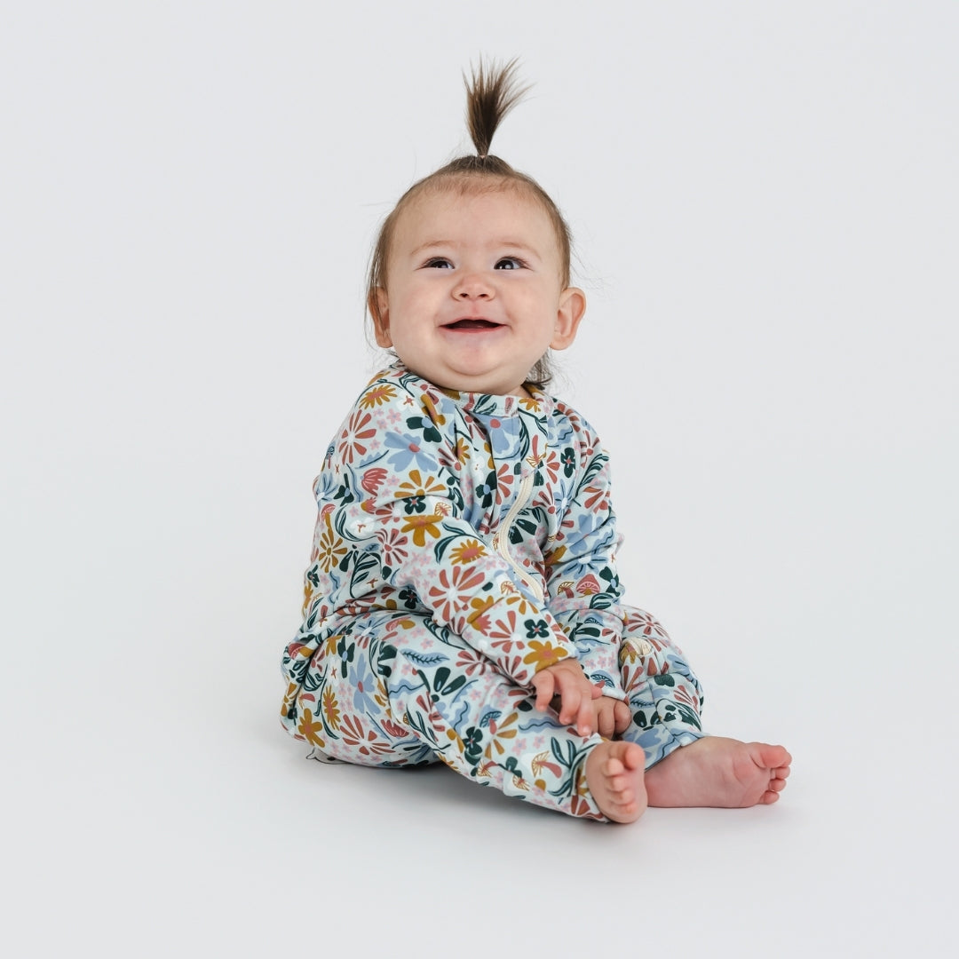Bamboo Baby Zipper Footed Bodysuit | Floating Floral