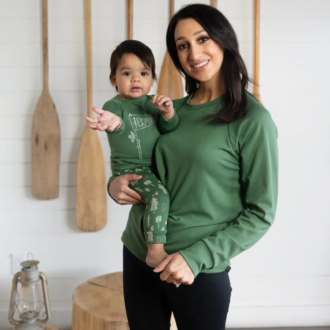 Adult Unisex Bamboo Pullover | Leaf Green