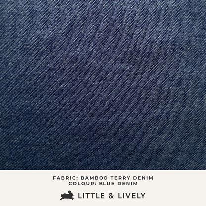 Baby Bamboo Terry Denim Romperall with Snaps | Blue Denim